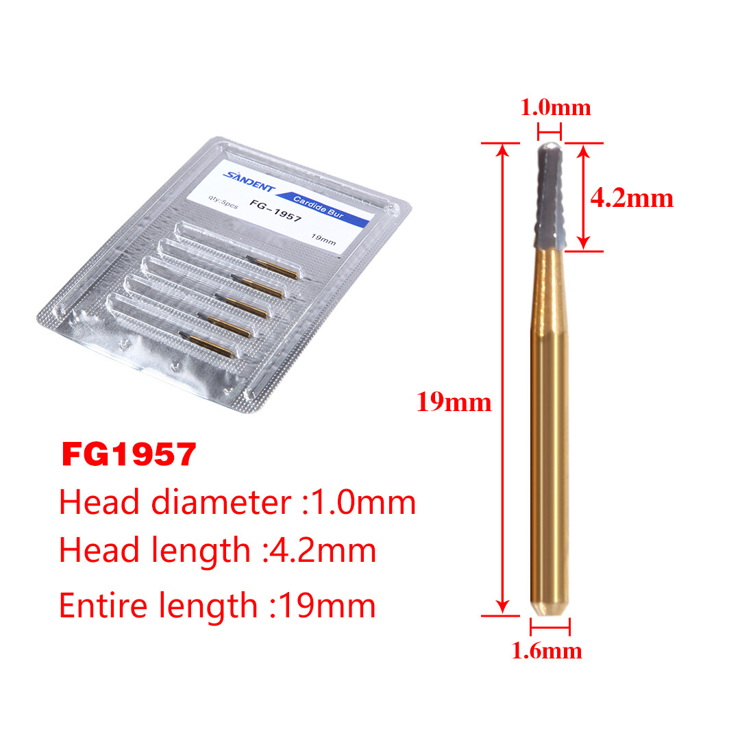 Dental Tungsten Carbide Bur FG 1957 1958 Crown Metal Cutting High Speed Gold SA