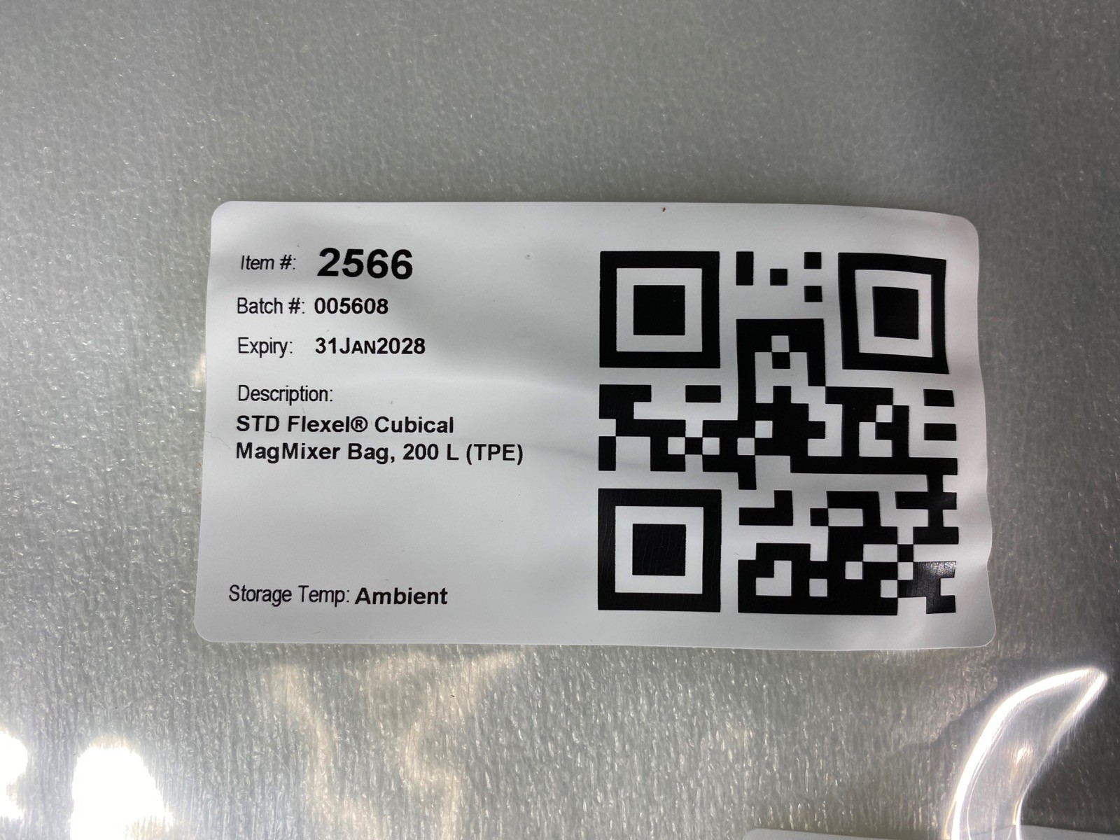 SARTORIUS 200L (TPE) For Magnetic Mixer STD Flexel Cubical Bag FMB114893 (2/Cs)