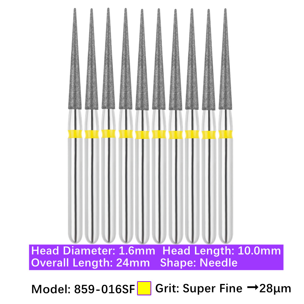 10pc Vakker Friction Grip Diamond Burs Needle Burs for High Speed Handpiece
