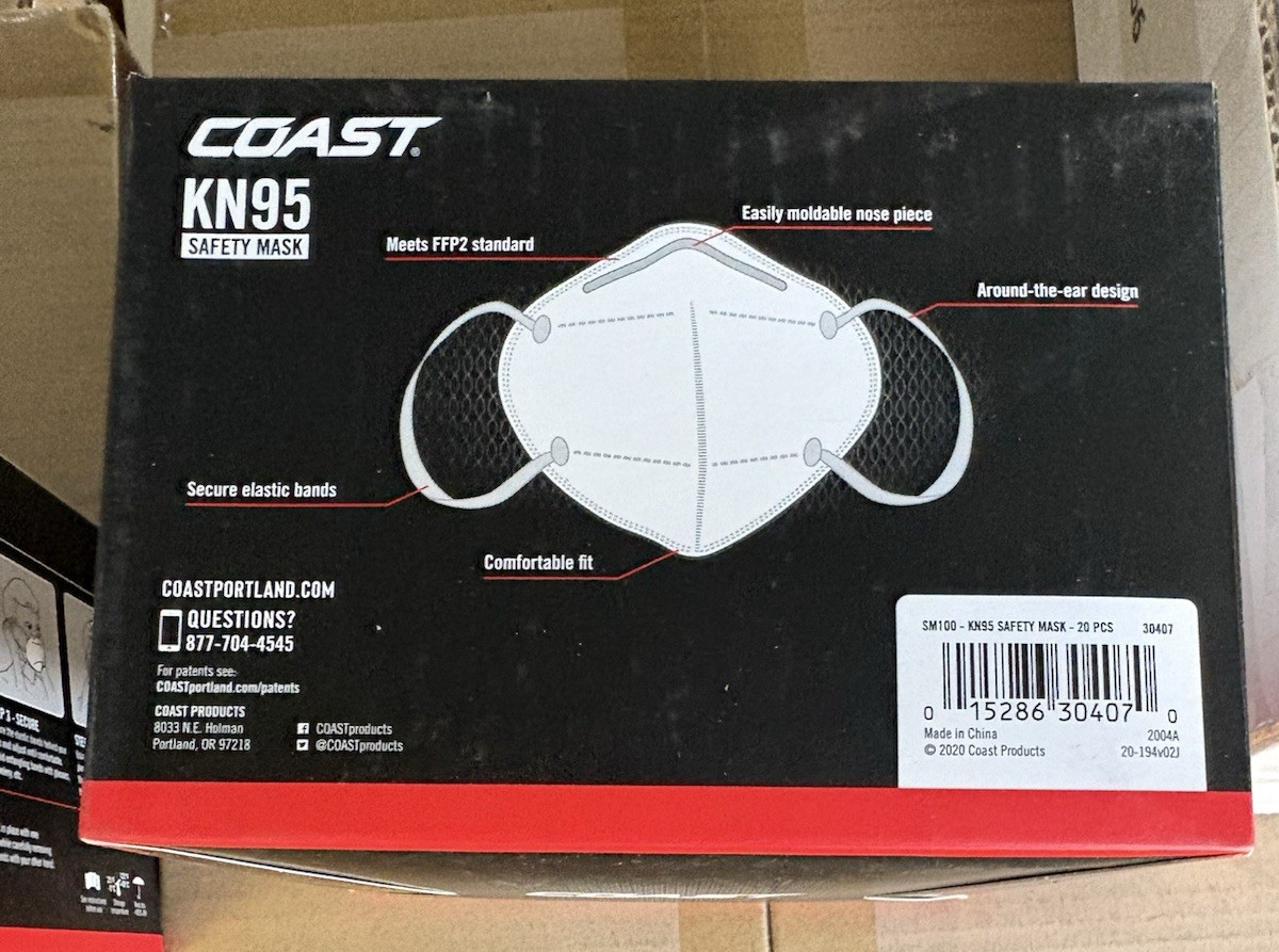 3 Boxes COAST KN95 CE Certified Face Mask – Ind. Packaged 60 Masks FreeShipping