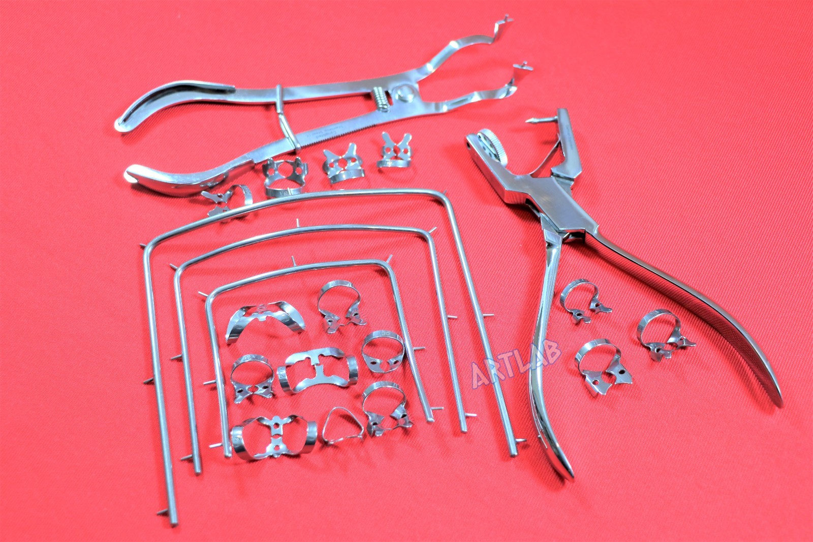 20PCS SET HIGH GRADE RUBBER DAM CLAMPS + FRAMES + PUNCH PLIERS + CLAMP FORCEPS