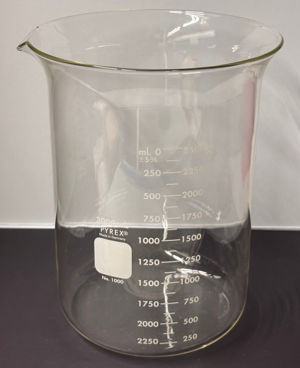 Pyrex 3000mL Glass Beaker No. 1000 Made in Germany Lab Griffin Style 3L