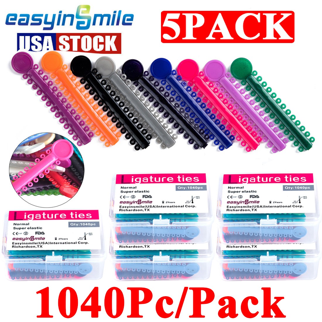 5boxes Dental Ligature Ties Super Elastic Rubber Band For Orthodontic Brackets