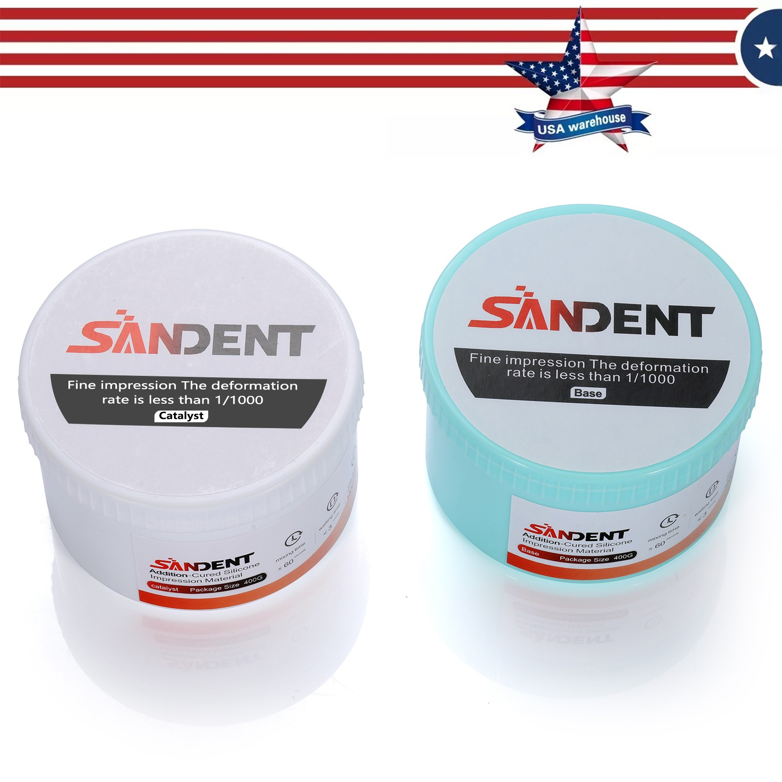 Dental Impression Putty Fast Set 800g VPS Putty (400g Base & 400g Catalyst) BOX
