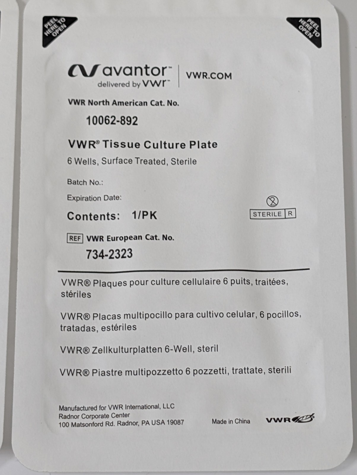 VWR Avantor 10062-892 Culture Plate 6-Well Sterile Ex 07.2026 (42 Remaining)