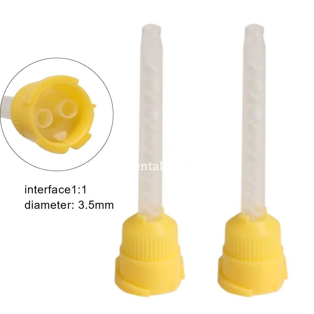 Dental Mixing Tips impression Silicone Rubber Mixer Tip Yellow Long 7cm/Short 5c