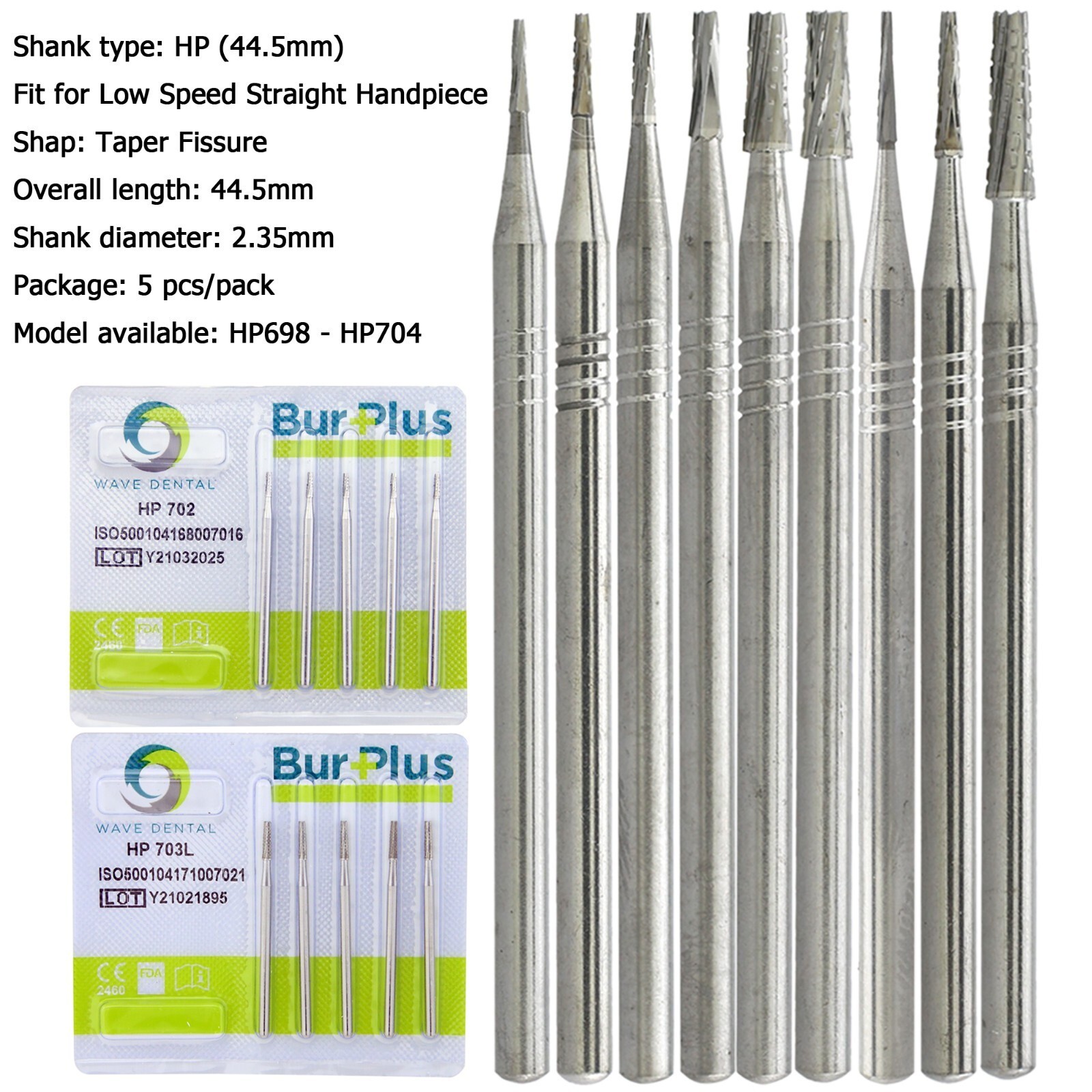 Wave Dental Carbide Burs 44.5mm 698 699 701 702L HP Long Straight Handpiece Bur
