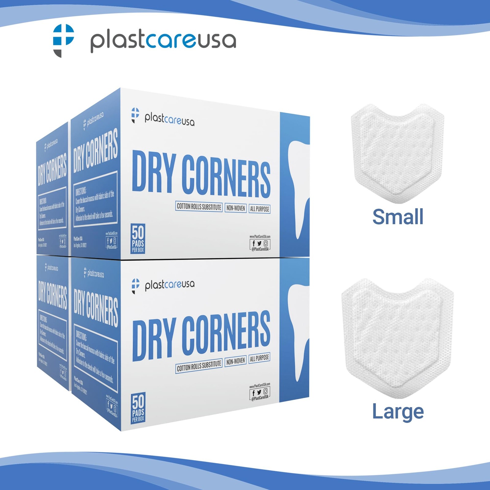 200 Dental Dry Corners, Disposable Saliva Control & Cheek Protection Pads Super