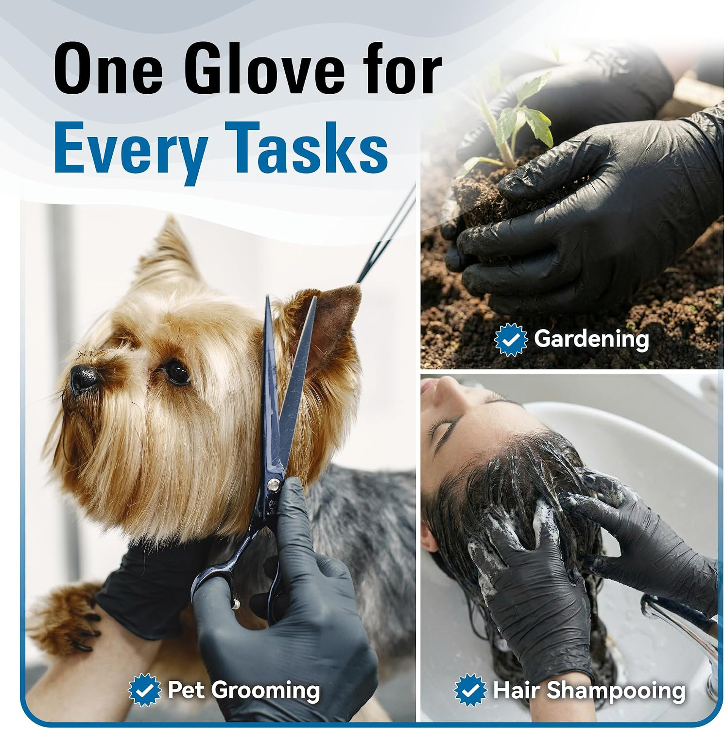 Nitrile Gloves Disposable Latex Free, 4 Mil Black Food Grade Powder Free Rubber