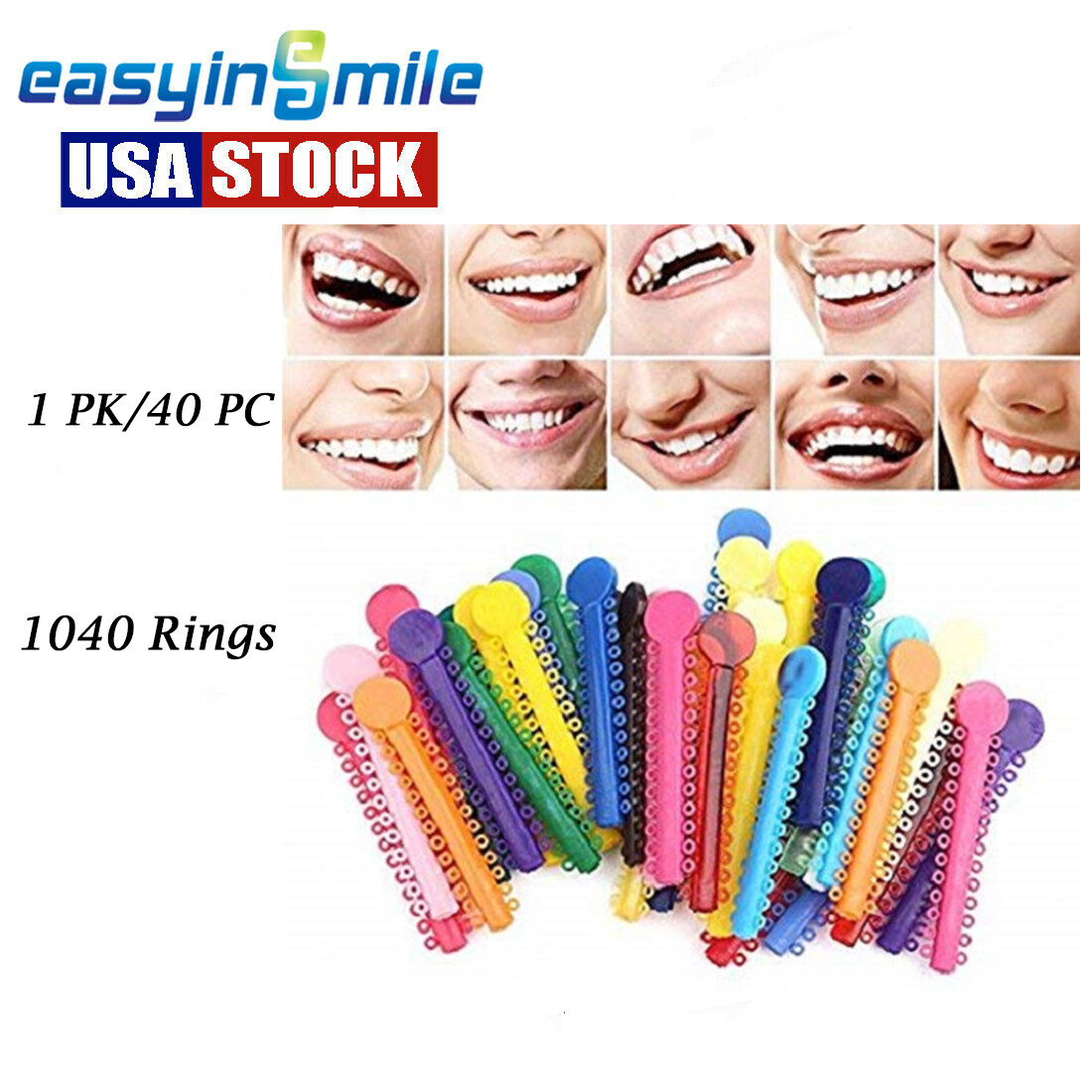 Dental Elastic Ligature Ties Bands Ortho Brace Brackets 23 Color 1040 Ties Rings