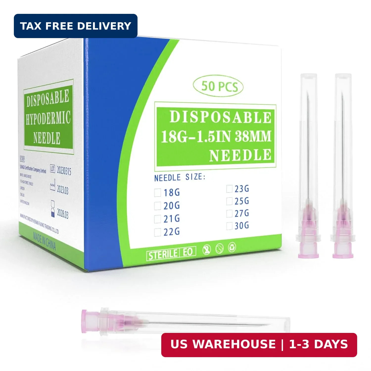 18 Gauge 1.5 Inch Disposable Needles with Caps – Luer Lock Lab Dispensing Access
