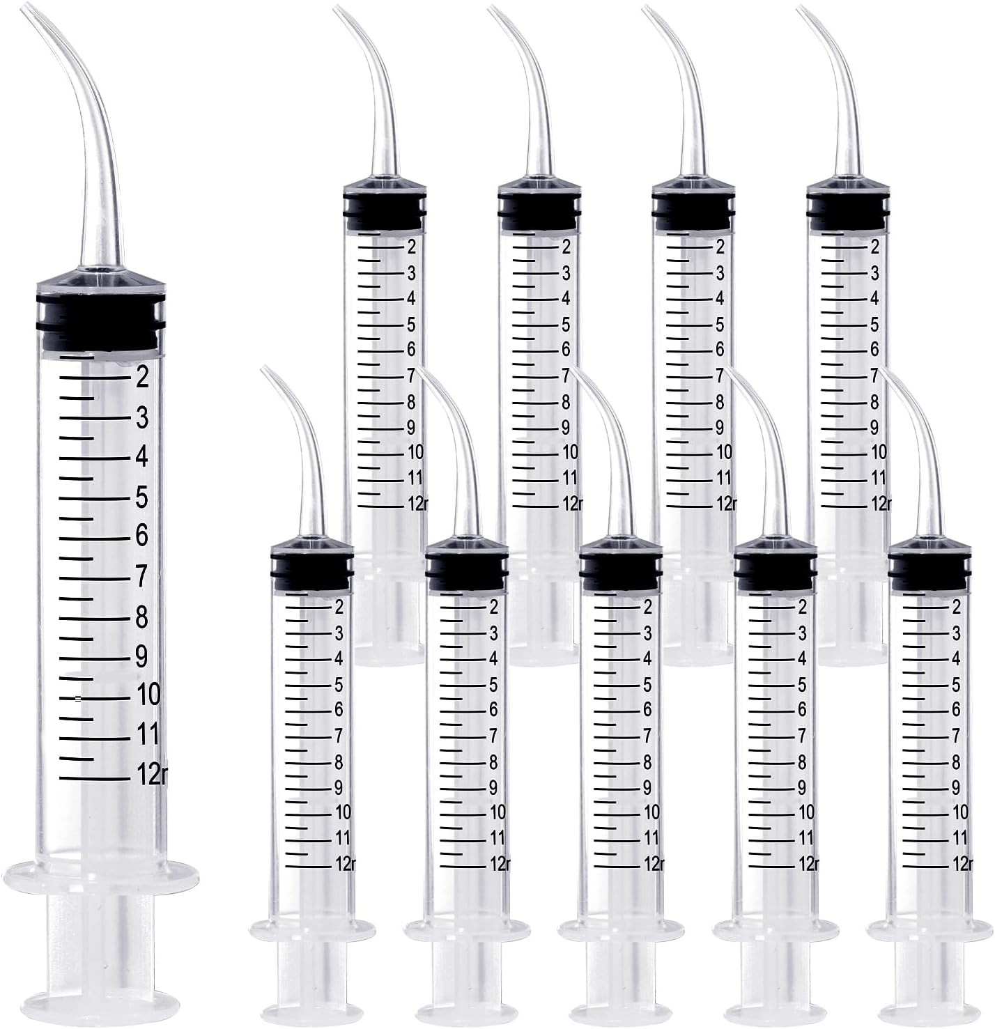 Wisdom Teeth Syringe,12Ml Dental Irrigation Syringe (10 Pack) | Curved Tip & Mea