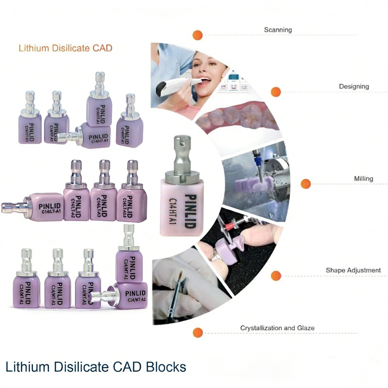 C14 Dental Emax Ceramic Blocks Lithium Disilicate Blocks CAD/CAM CEREC 5pcs/Box