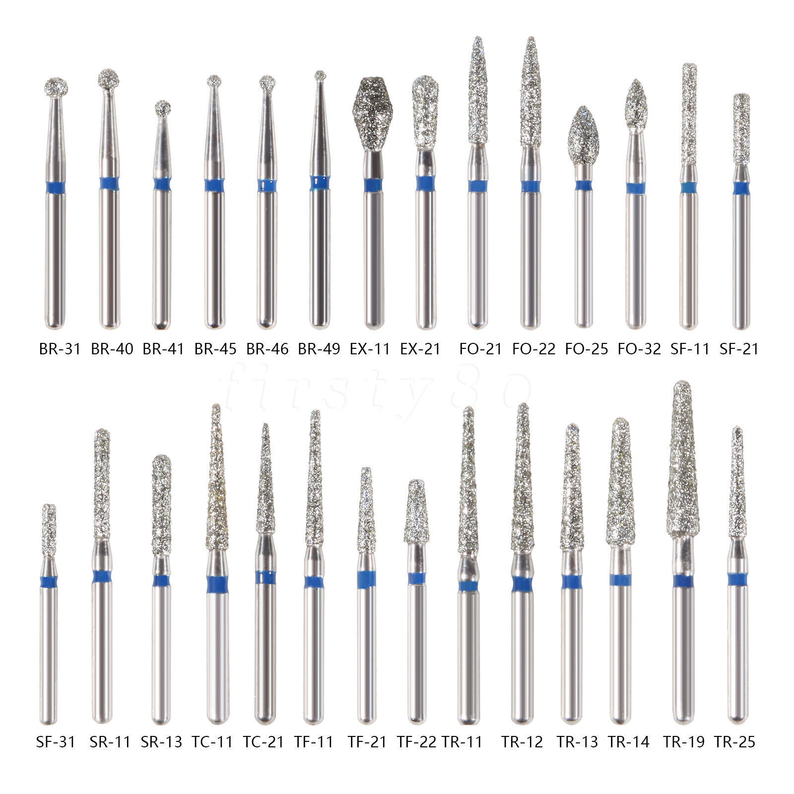 5pc/pack Dental FG Diamond Burs for High Speed Handpiece Friction Grip 1.6MM Bur