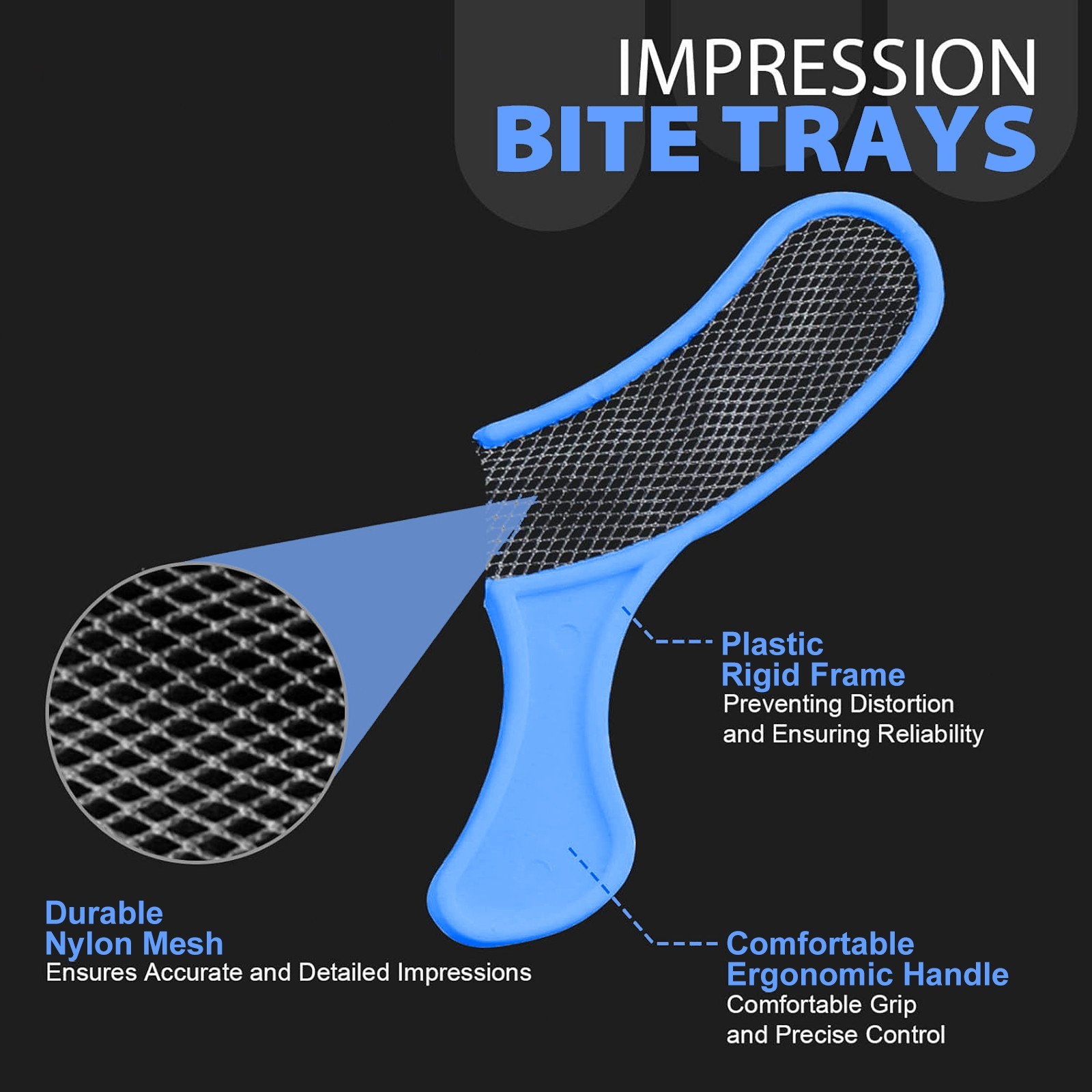 Dental Impression Bite Registration Triple Trays – Sideless(50 Pcs/Bag)