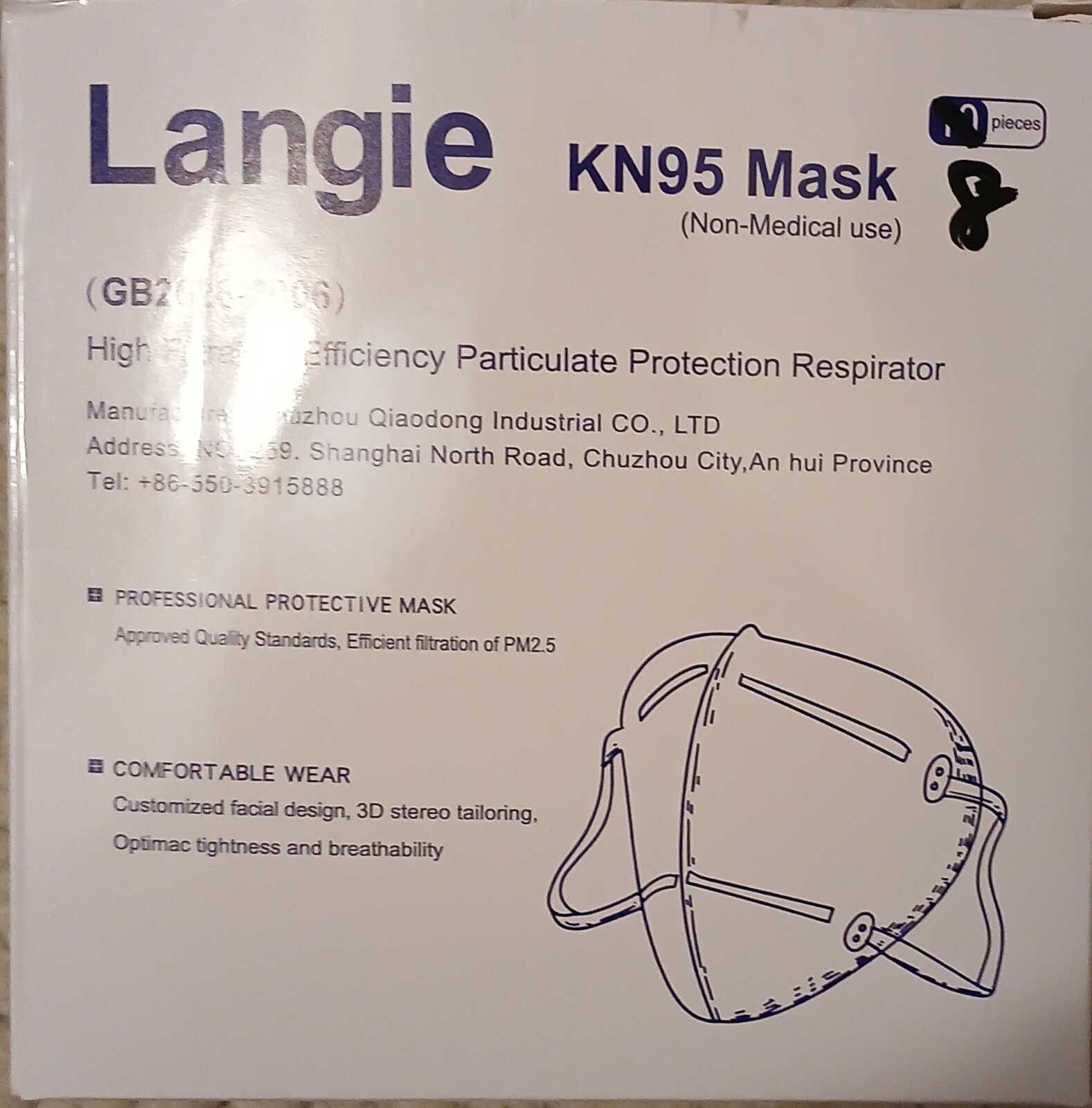 Langie Kn95 Mask 8/pk