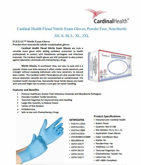 FLEXAL NITRILE EXAM GLOVES LATEX FREE NON-STERILE (Case of 2000) by Cardinal