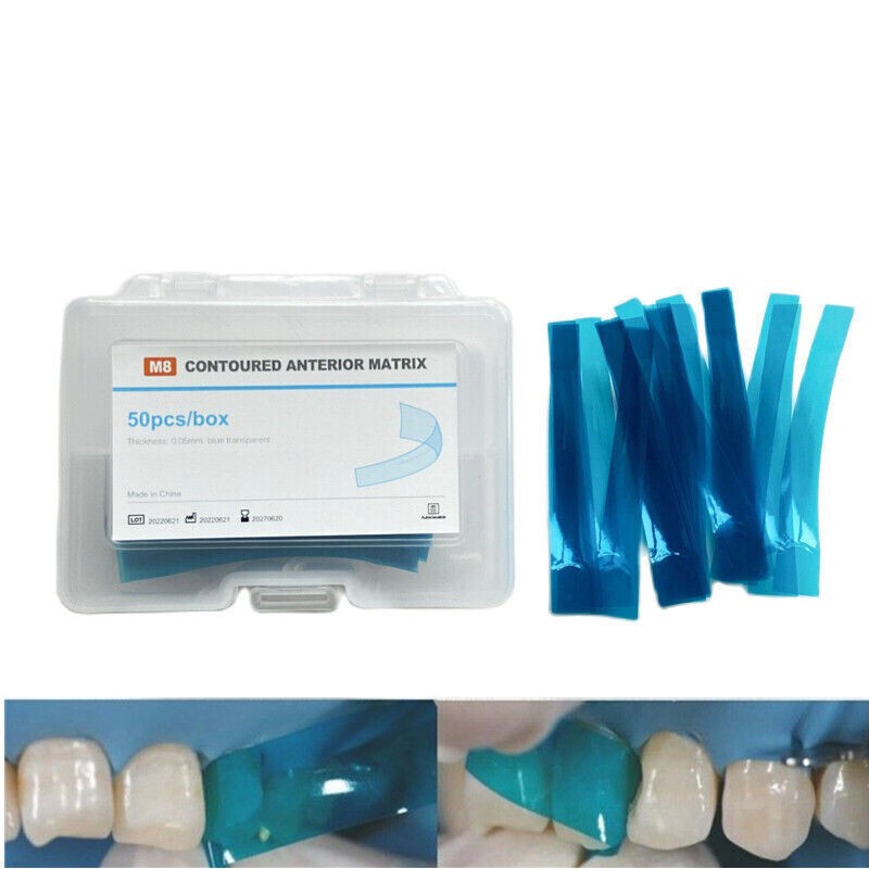 50 Pcs Dental Resin Matrices 0.05mm Matrix Bands Blue Strip Anterior Restoration