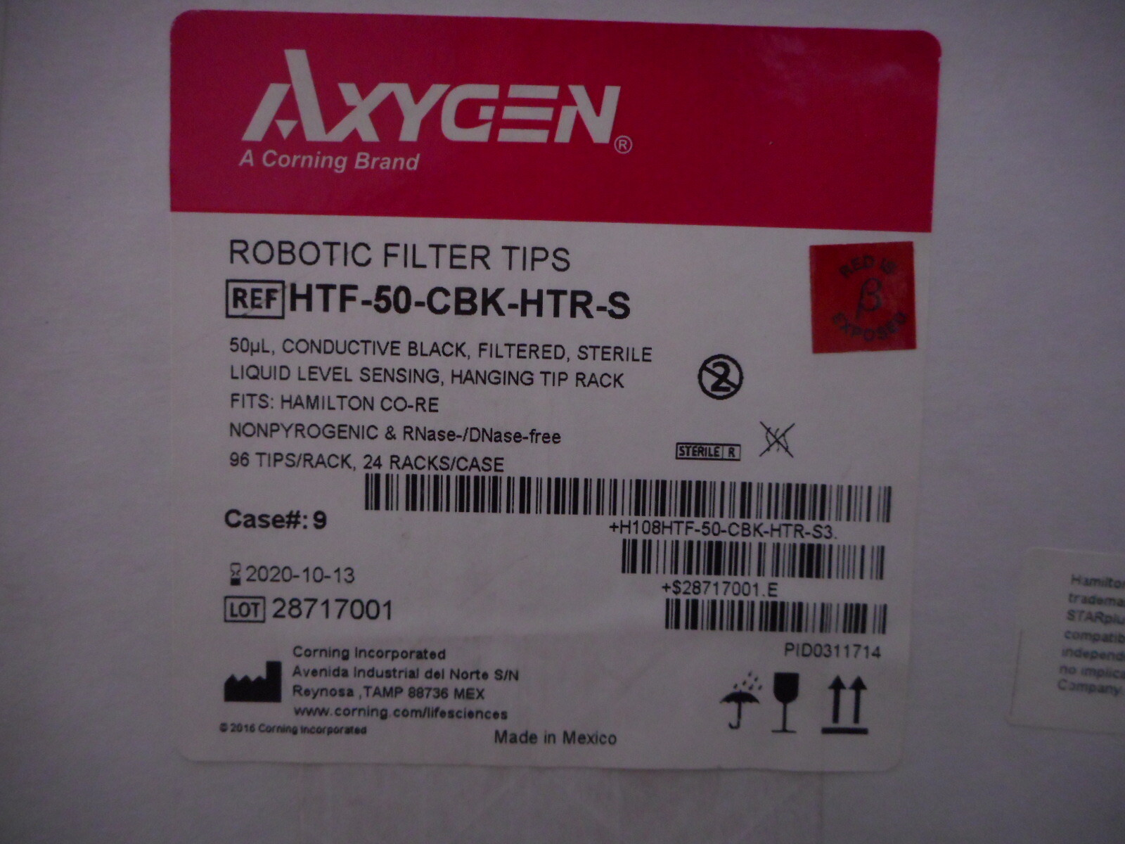 AXYGEN 50µL 96-Well Hanging Pipette Tips Filtered Sterile Nonpyrogenic 2208/Case