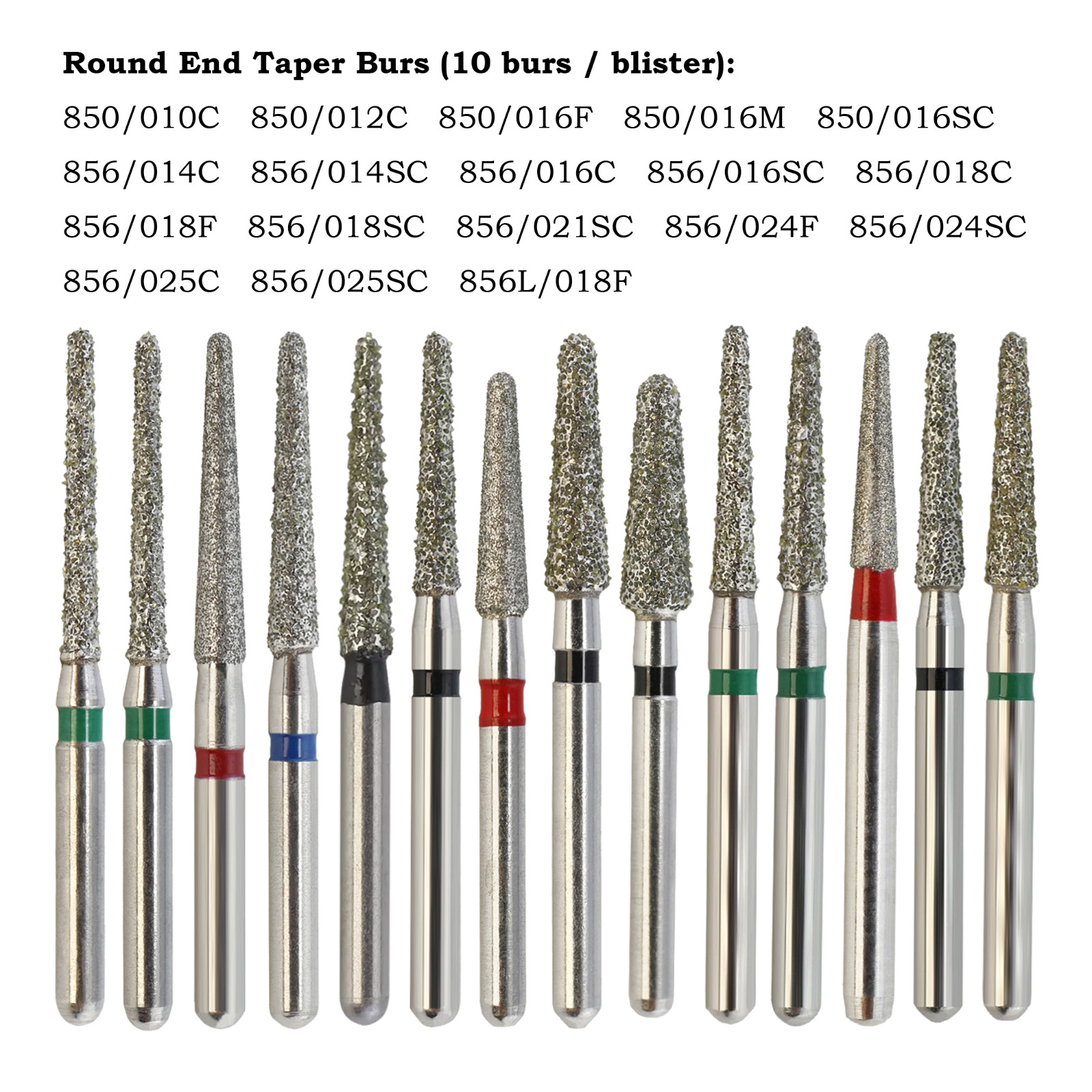 Dental Diamond Burs FG Round End Taper Bur Super Coarse Fine 856 850 High Speed