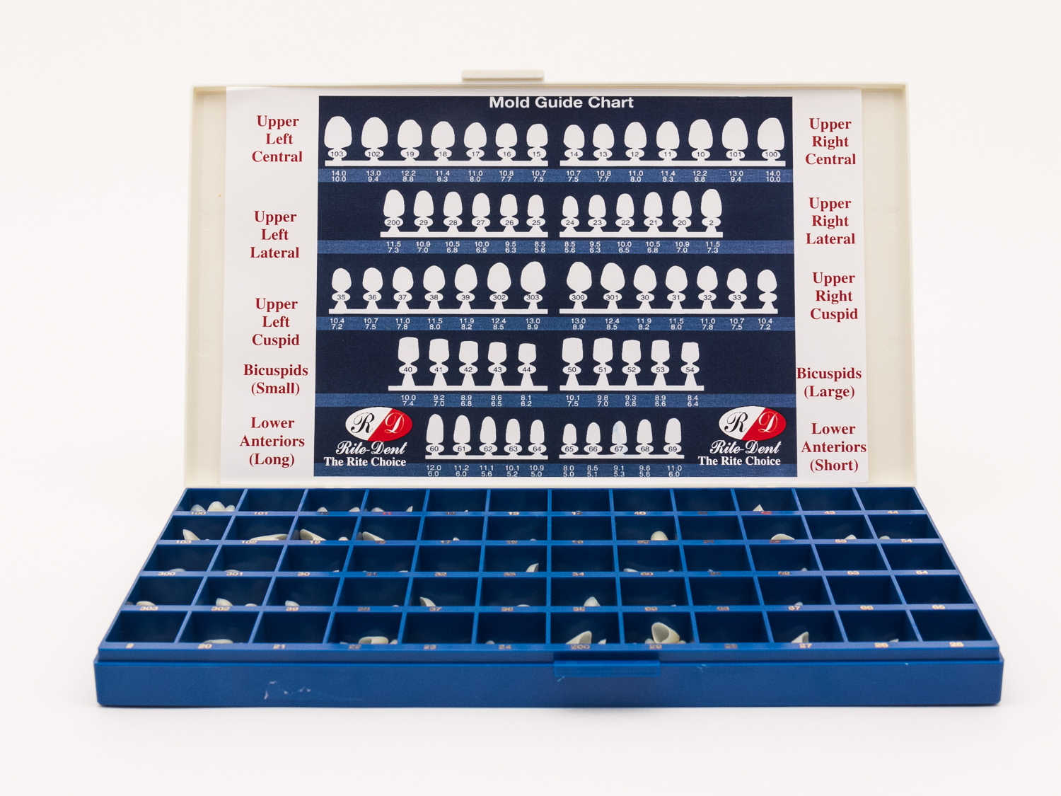 NEW POLYCARBONATE TEMPORARY DENTAL CROWNS BOX KIT 180 PCS WITH PAPER GUIDE CHART