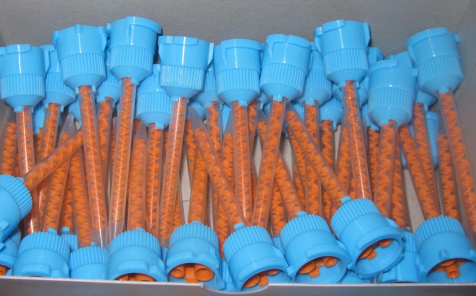 50 pcs Dental Crown & Bridge HP Blue Mixing Tips with Orange Inside blue/orange