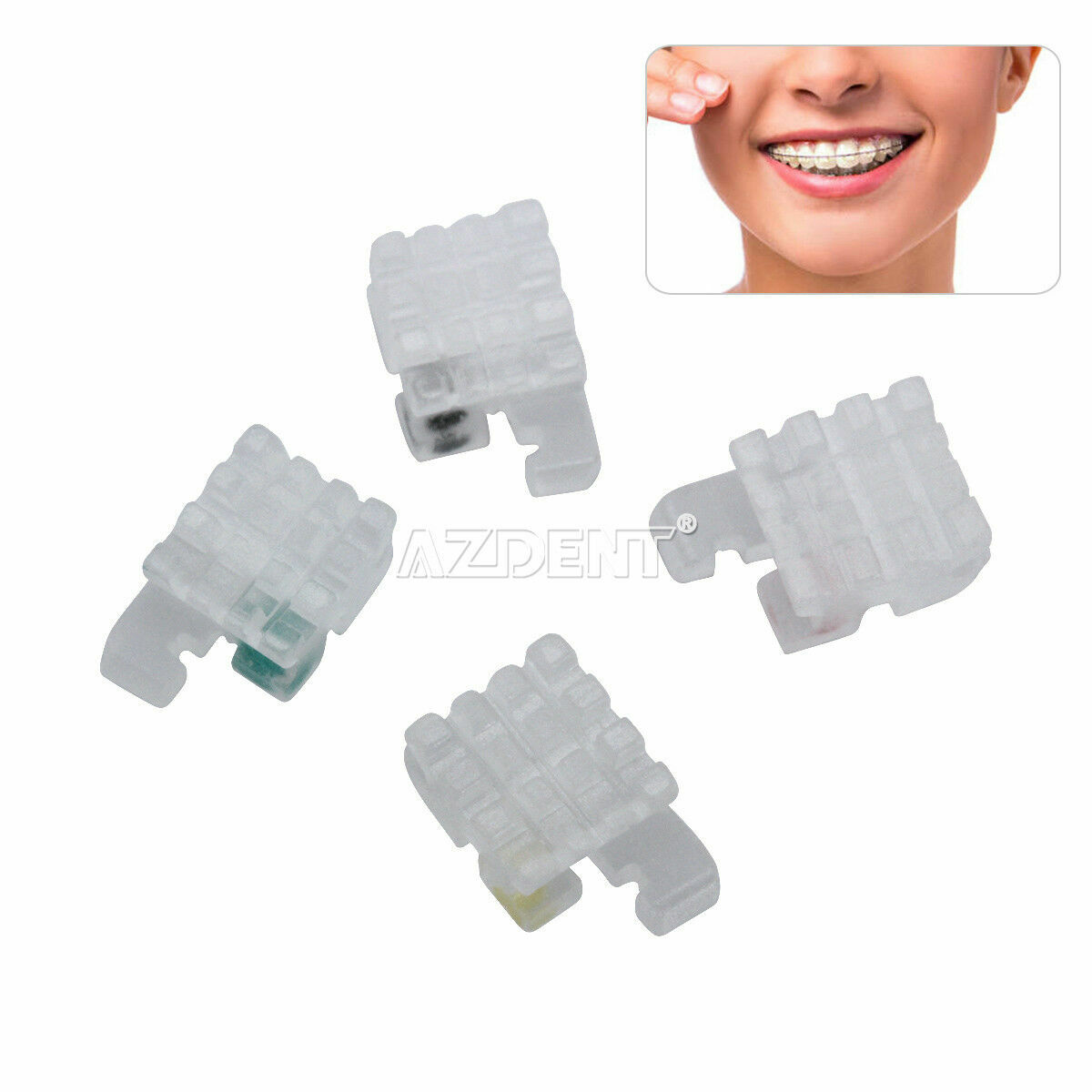 Dental Ortho Ceramic Brackets Braces 5*5 MBT/ROTH 022″ Hooks 3 4 5 Mesh Base