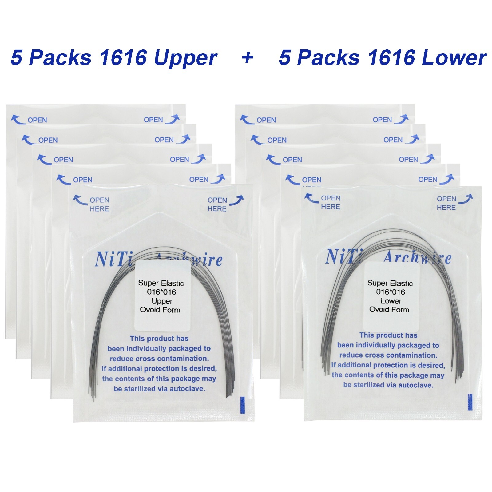 100Pcs Dental Orthodontic Arch Wire NiTi Stainless Steel Round Rectangular Ovoid