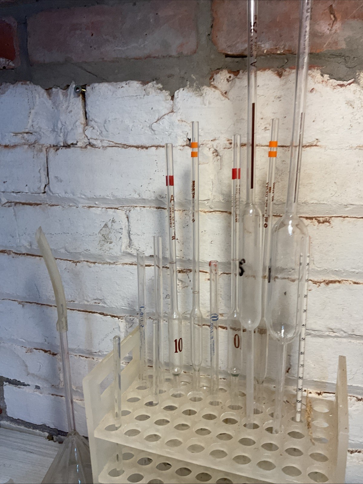 Lot of 10 Mixed sizes Pyrex USA Reusable Lab Glass Serological Pipettes, Funnel