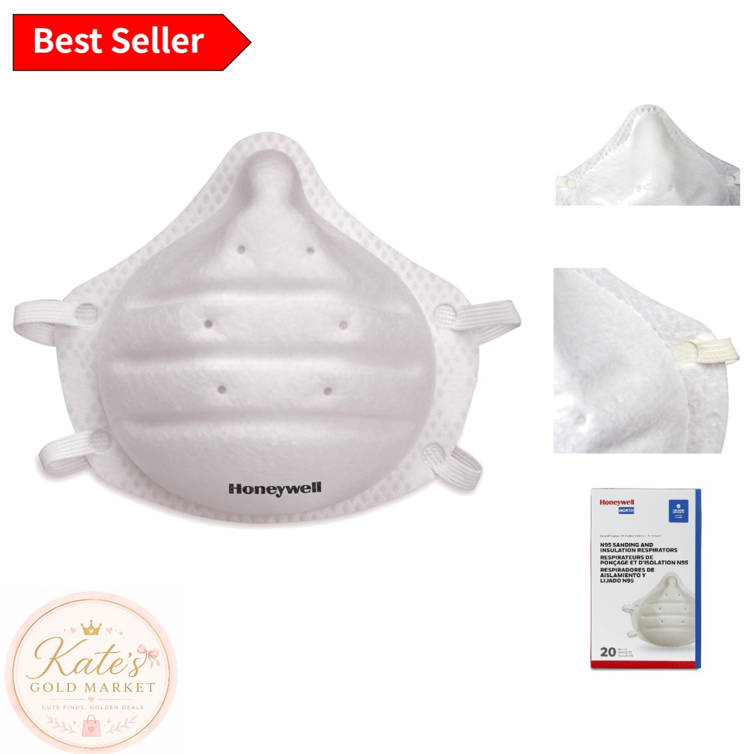 20-Pack N95 Molded Cup Respirator Mask – NIOSH Approved, Hypoallergenic Comfort