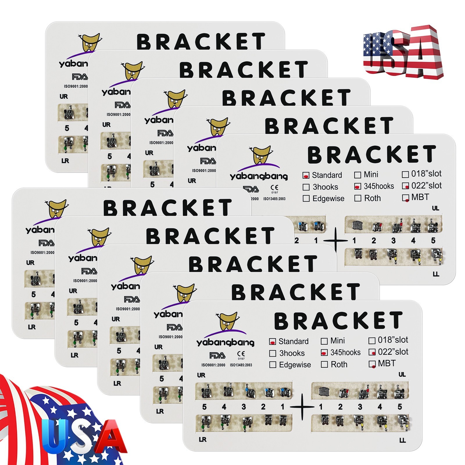 10 Packs/200 pcs Metal Standard MBT 022 Slot 3 4 5 Hooks Brackets Braces Sio