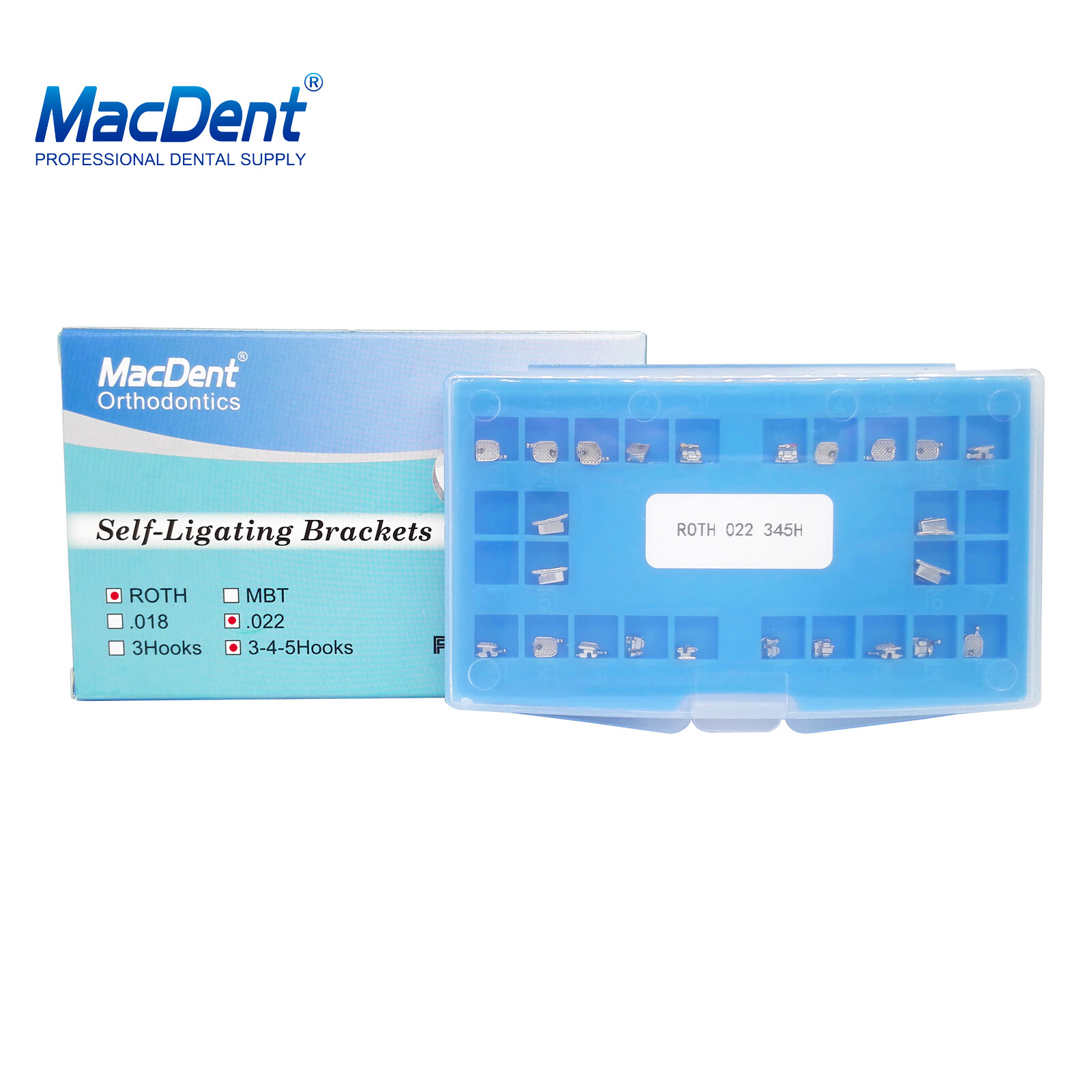 Dental Orthodontic Self-Ligating Brackets Braces Roth/MBT .022 Hook 345 MacDent