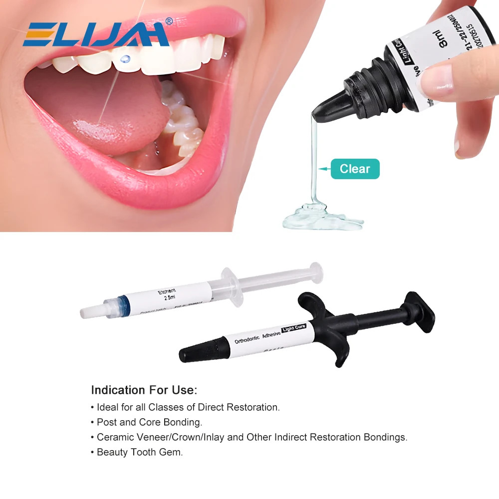 Dental Orthodontic Glue Bonding Light Cure Composite Resin Kit Adhesive Etch Gel