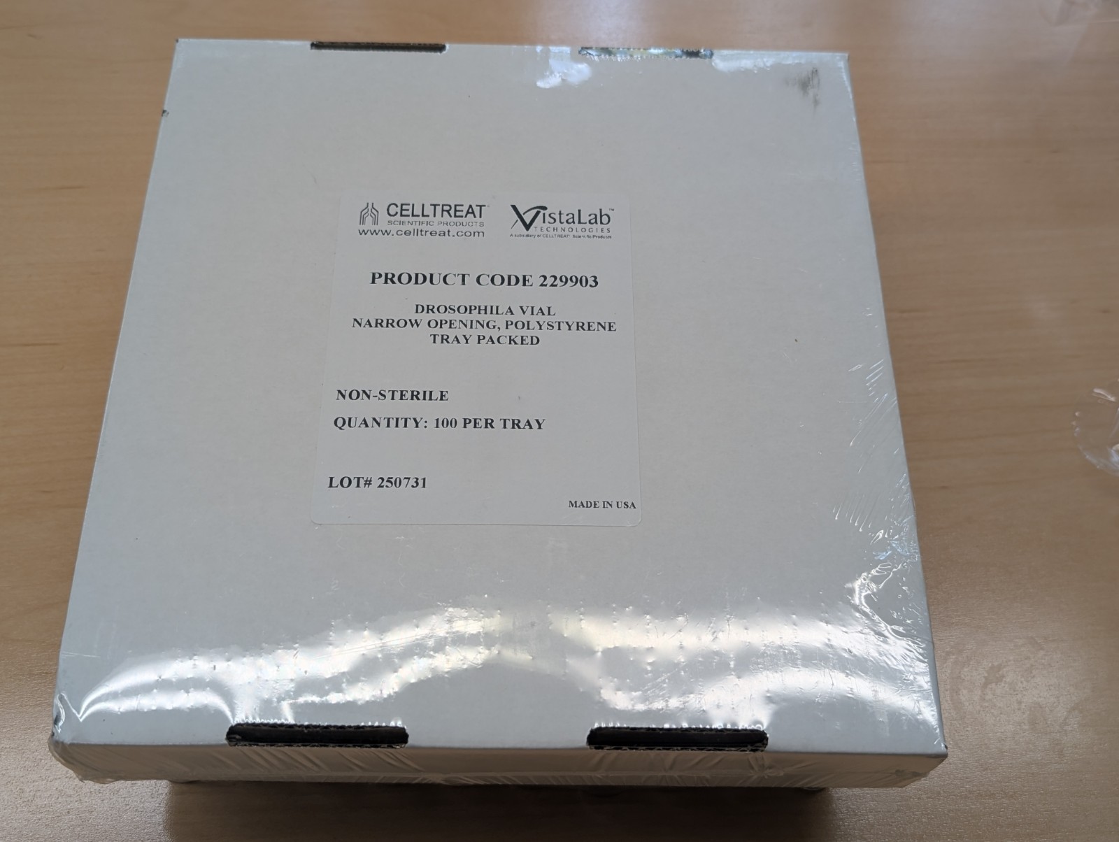 CELLTREAT 229903 Drosophila Vials Narrow Opening Polystyrene 100/Tray