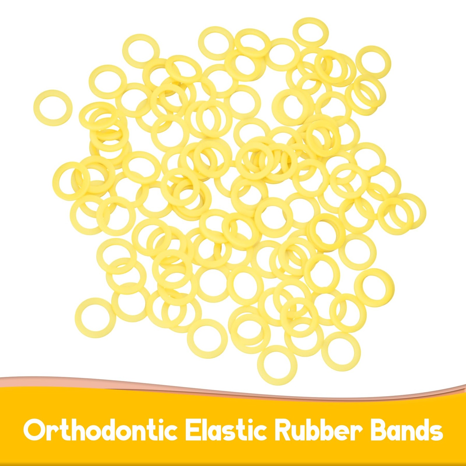 500 Pcs Orthodontic Elastic Rubber Bands, 3.5 1/8″,Chipmunk, Light Yellow