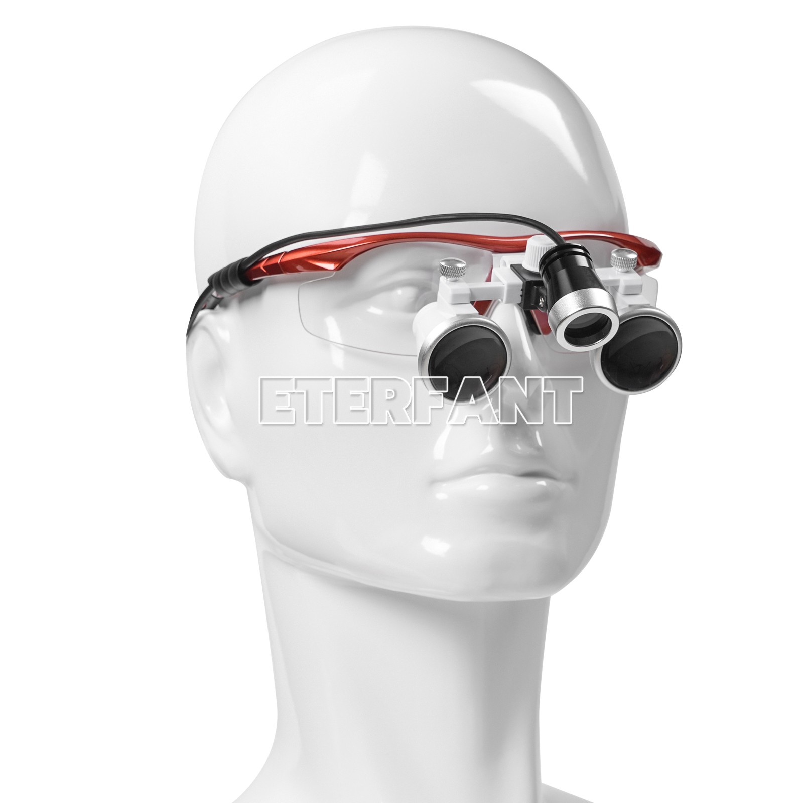 ETERFANT Dental Magnifier Medical Binocular Loupes Red+3W LED Head Light Lamp