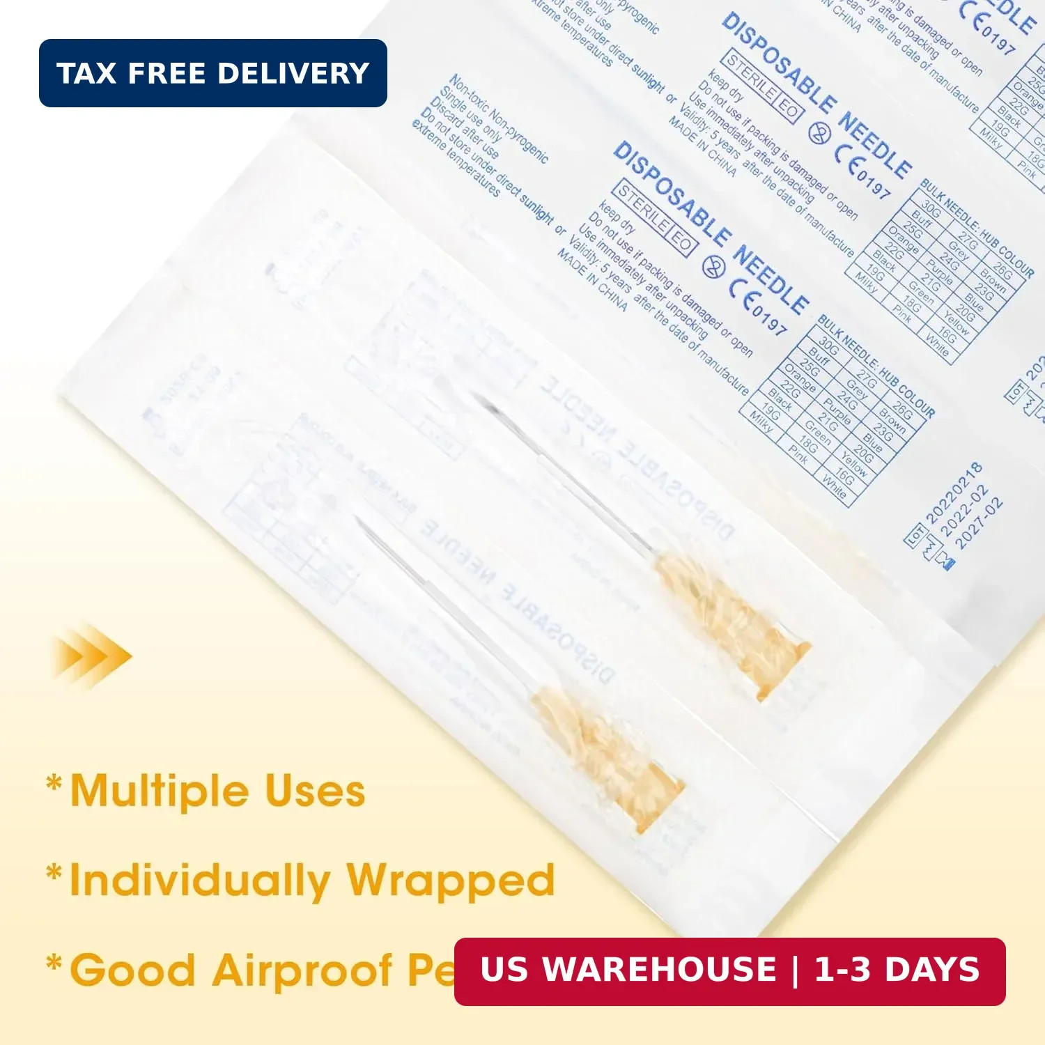 25 Gauge 1 Inch Disposable Needles with Caps – Luer Lock Lab Dispensing Accessor