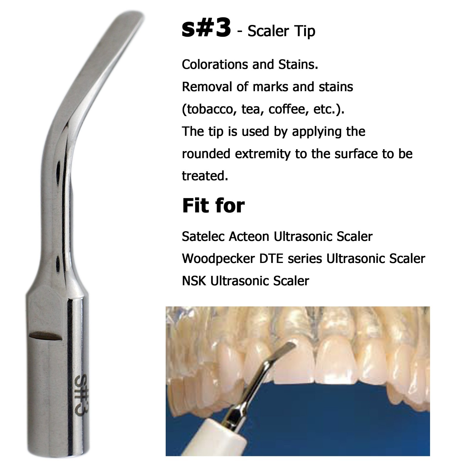 DTE HD-7L / Satelec ACTEON Newtron Handpiece Ultrasonic Piezo Scaler Tips H3 10Z