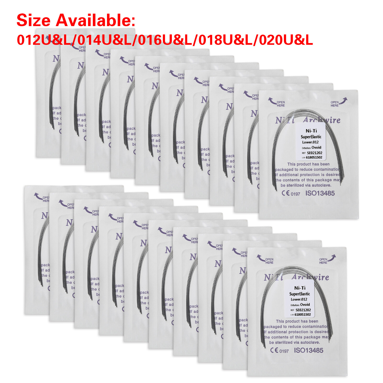 1-200 packs Dental Orthodontic Arch Wire Niti Super Elastic Round Ovoid Form ns
