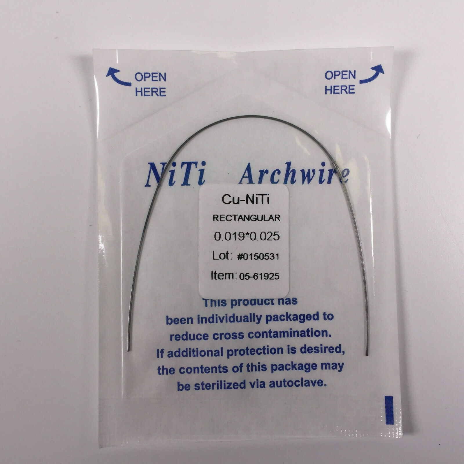 50pcs Dental Copper Cu-Niti Rectangular Arch Wires With Stopper 14-19*25 16*22