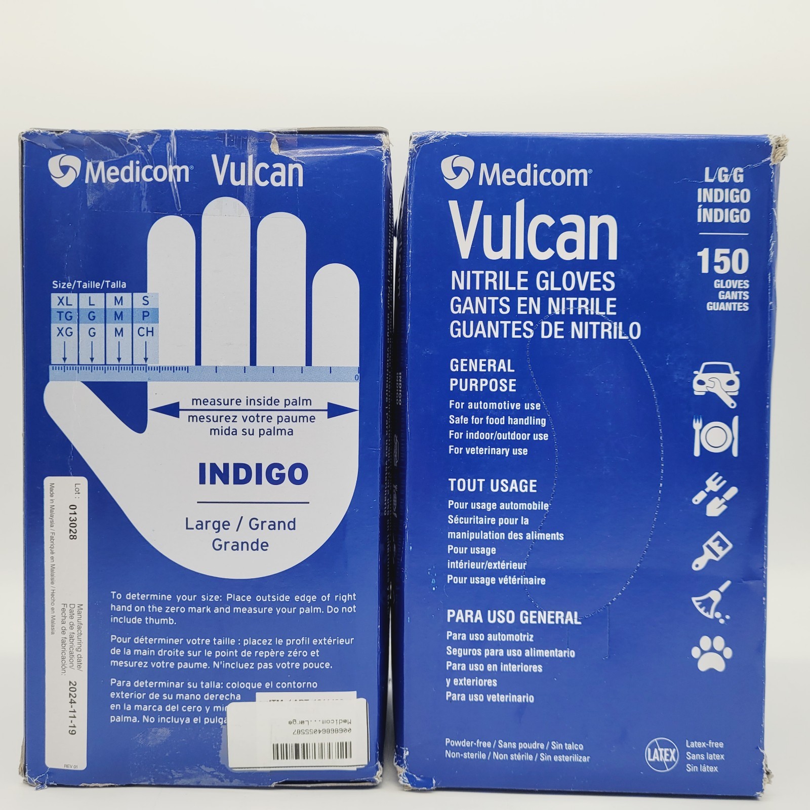 Medicom Vulcan Nitrile Exam Gloves Large 2 Pack Powder-Free Durable 150 each