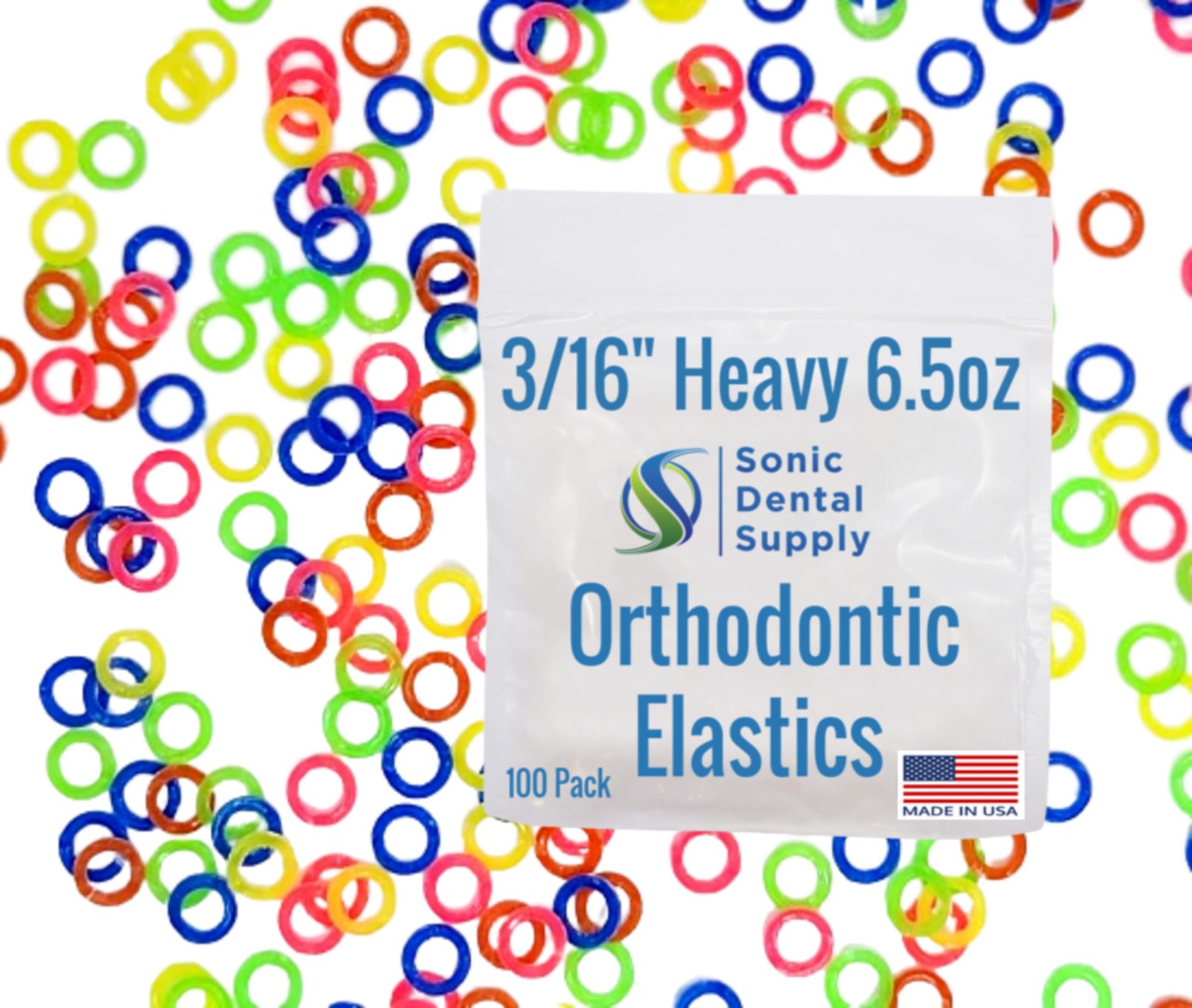 3/16 Inch Orthodontic Elastic Bands – 100 Bands – Neon Color Latex , Heavy 6….