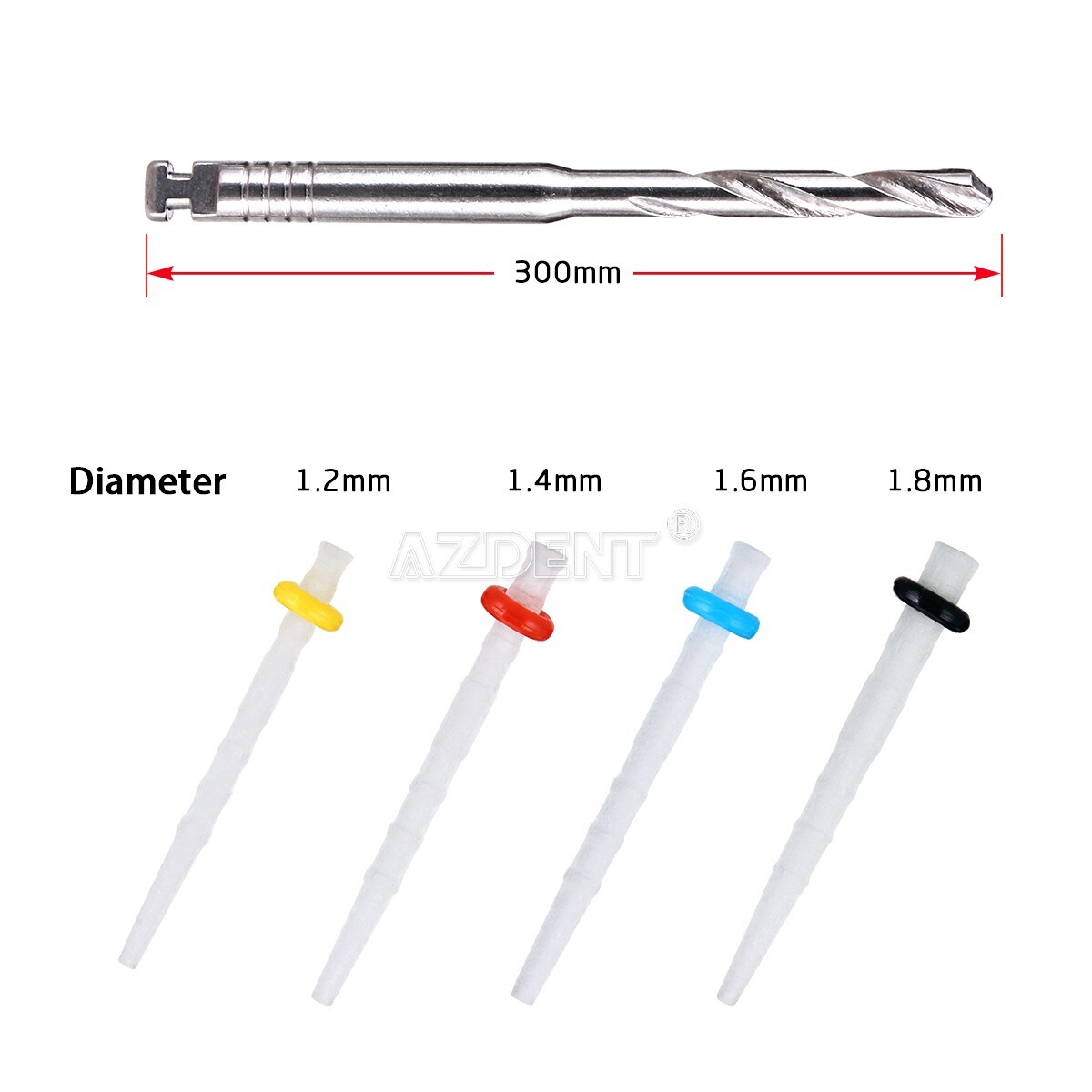 Dental Endodontic Posts Endo Fiber Post Kit 1.2mm 1.4mm 1.6mm 1.8mm +4* Drills