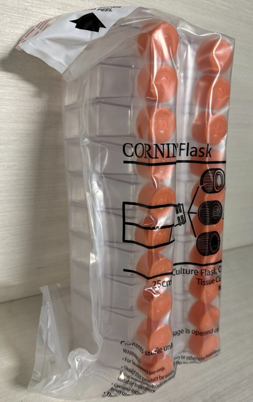 Corning REF #430639 25cm2 Culture Flask (20) per Bag 9 Vent Cap New in Bag