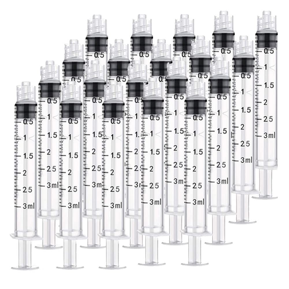 20-Pack 3ml Transparent Syringes – Luer Lock Design for Accurate Dispensing