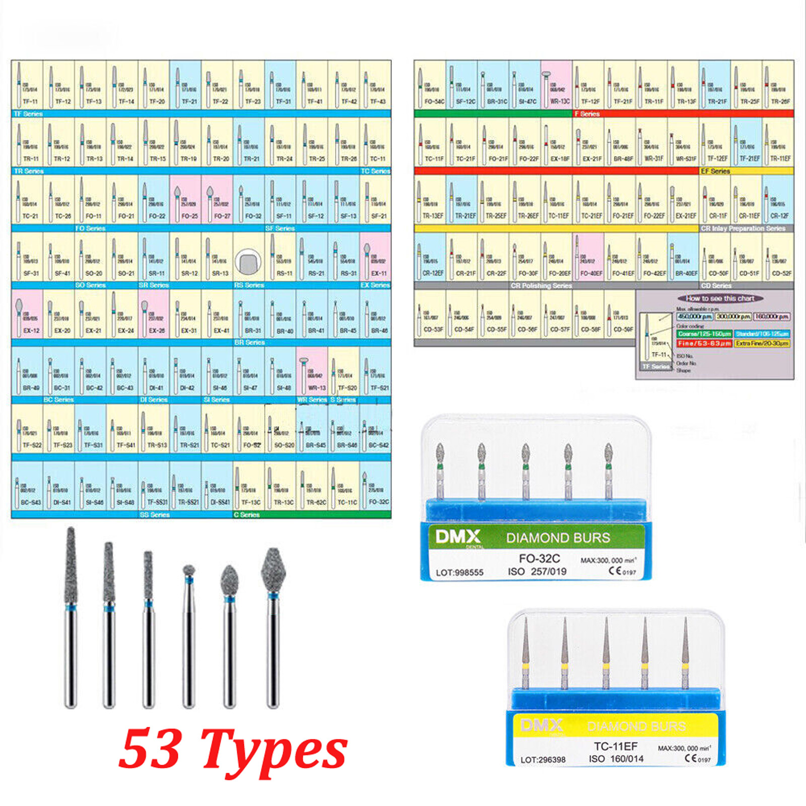 5pc/pack Dental FG Diamond Burs for High Speed Handpiece Friction Grip 1.6MM Bur