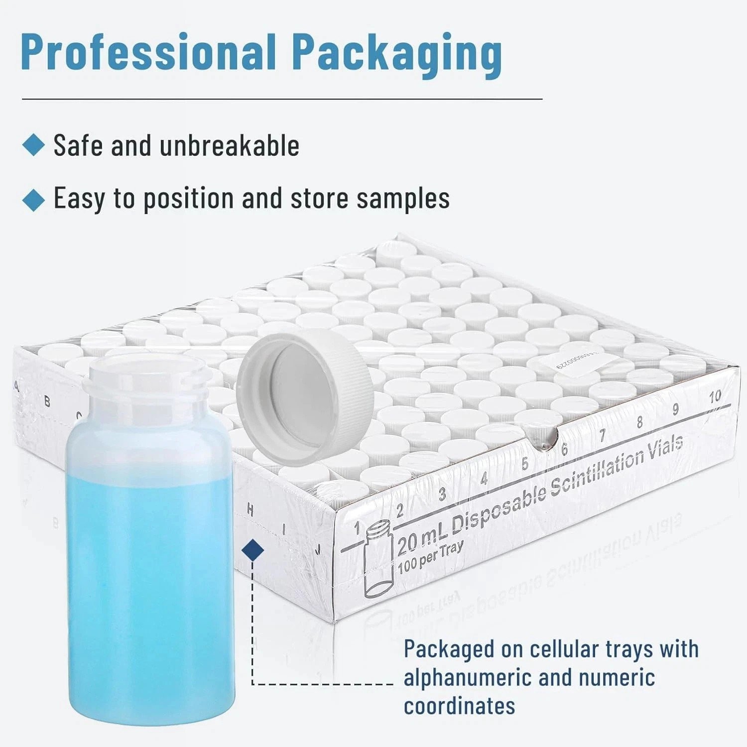 500 Pcs 20mL Scintillation Vial Liquid Counting Vials HDPE Scintillation Vials
