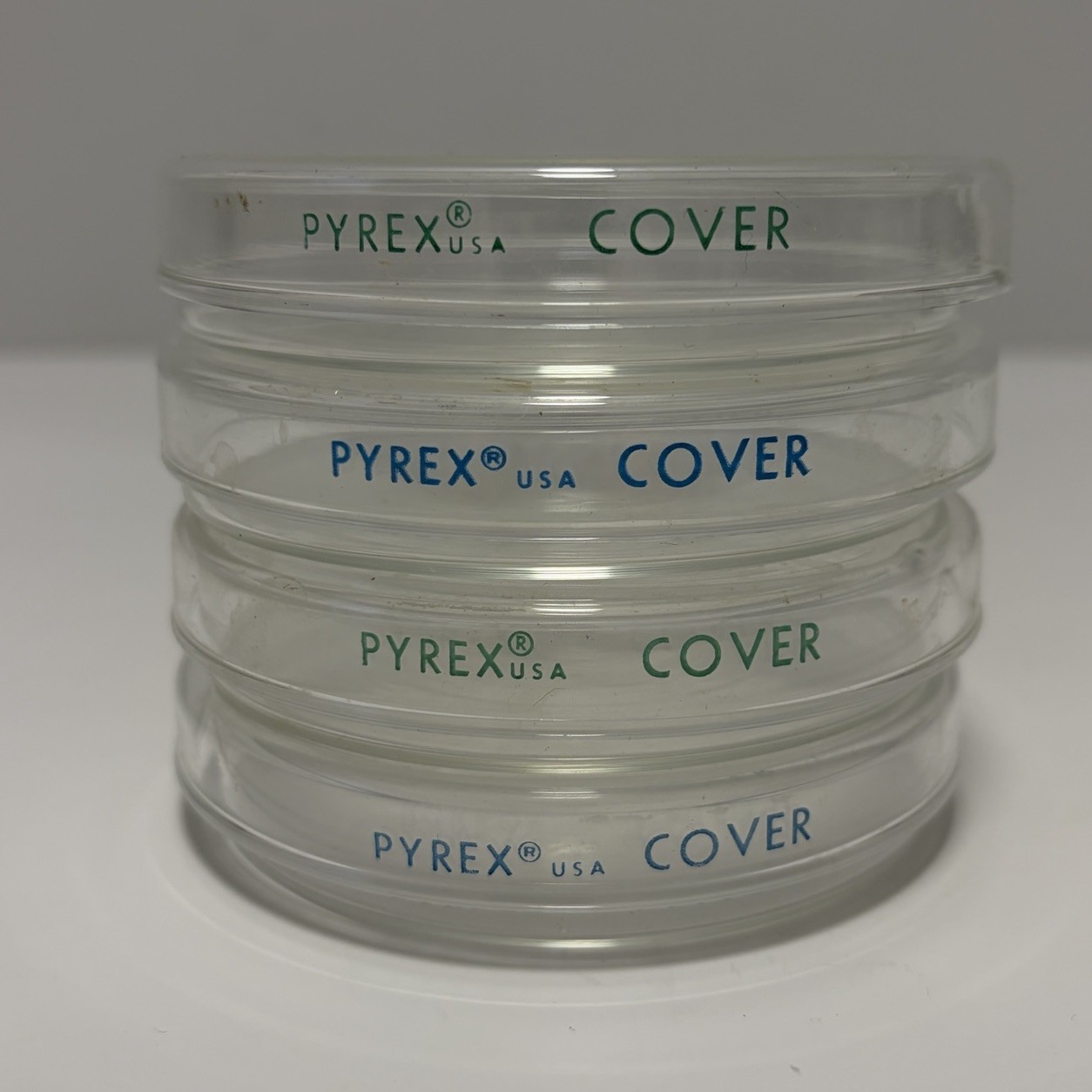 PYREX Corning 3160 100×15 mm Petri Dish Covers and Bottoms Lot Of 4 Sets READ