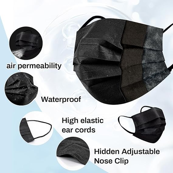 100 Pcs Disposable Face Masks 3-Ply Breathable Filter Protection Home School