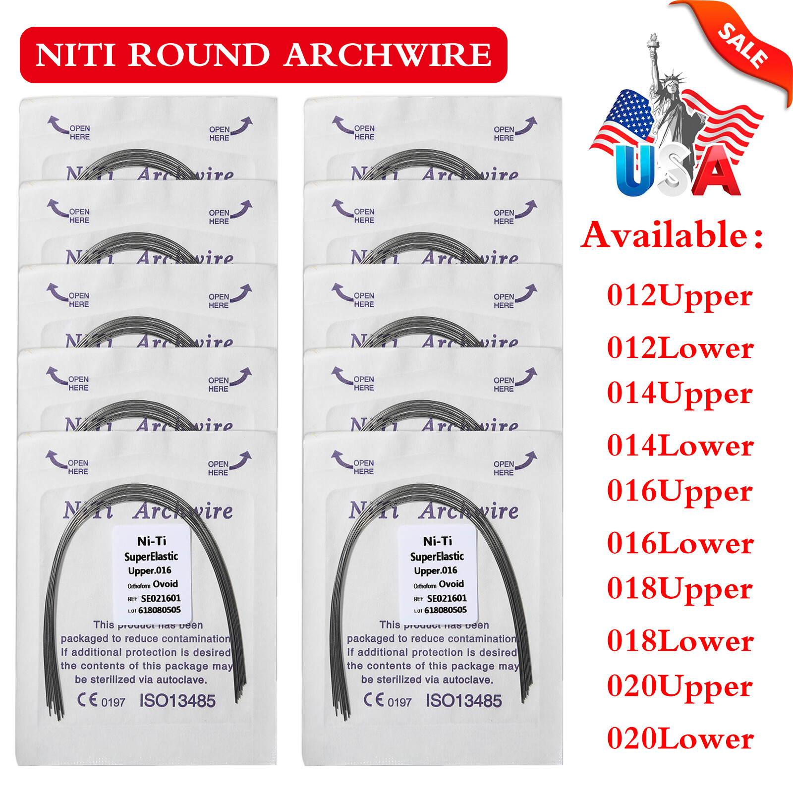 Dental Super Elastic Niti Round Arch Wires Arch Wire for Bracket Braces USA